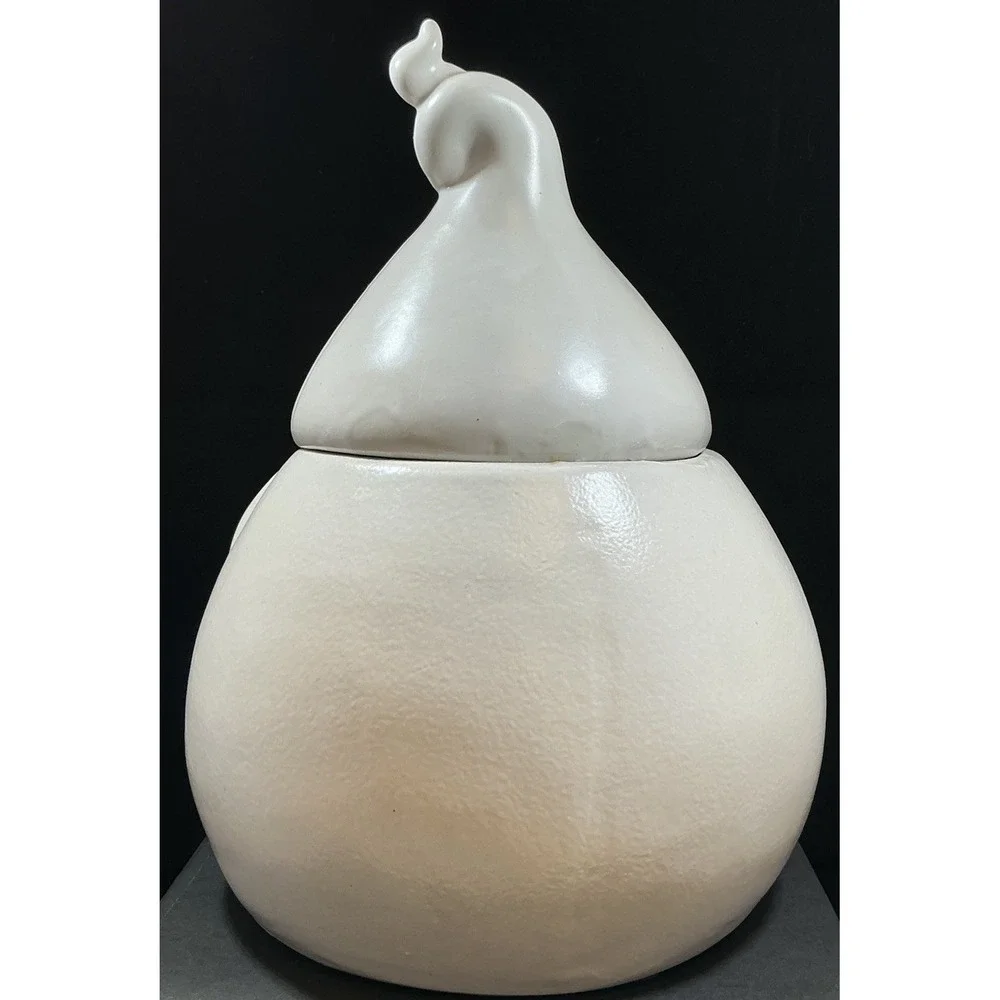 Vintage Halloween Ghost Ceramic Cookie Jar Boo White Glazed Stoneware 78328